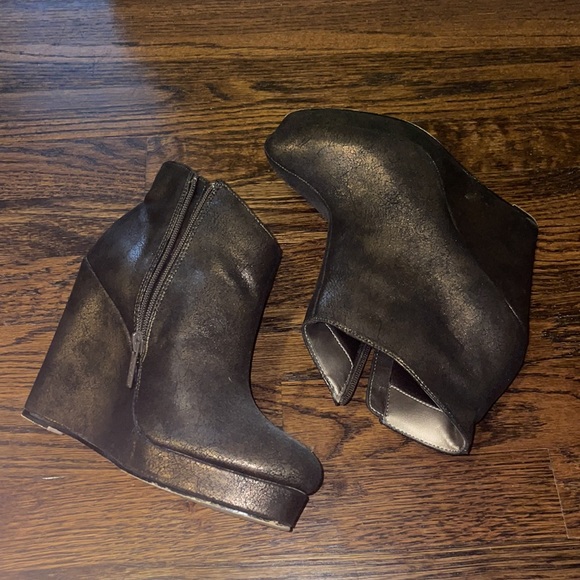 Gold/brown Michael Antonia Wedge Booties - Picture 4 of 4